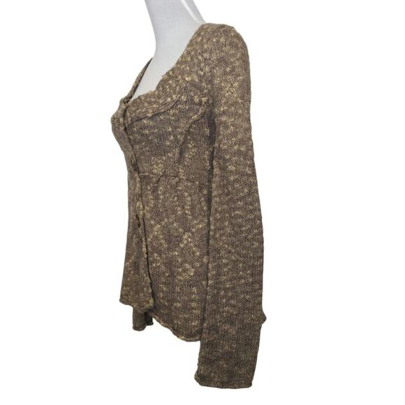 BKE Y2K Cottagecore Sweater Cardigan Neutral Low Neckline Praire Coquette Small - Picture 5 of 11